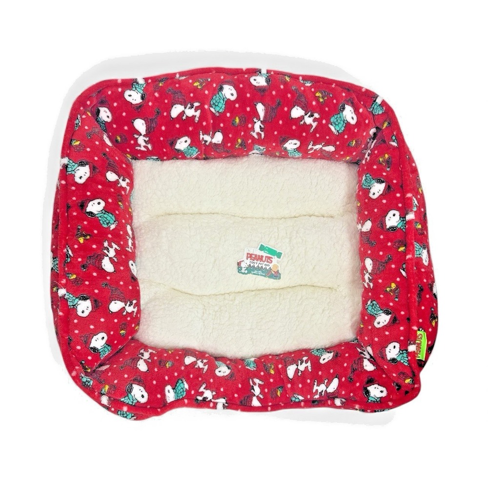 Peanuts Snoopy Christmas Cozy Pet Bed 22"x19" | Small Dog & Cat Holiday Gift - Picture 2 of 14